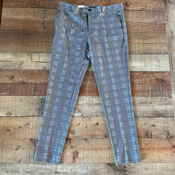Jack & Jones black and white checked slim margo pants men's 34